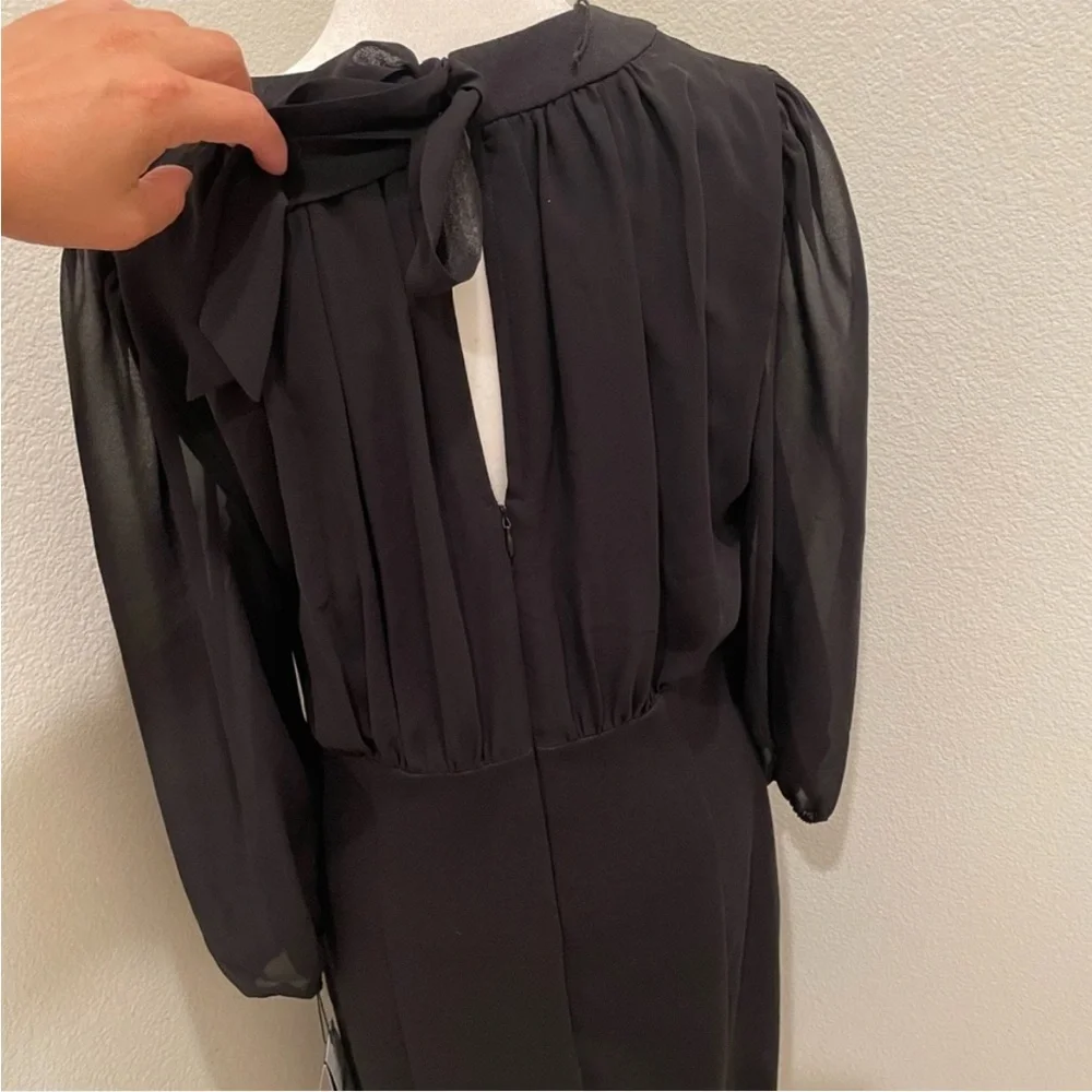 Adrianna Papell Black Chiffon & Crepe Sheath Dress Size 10 NWT - Picture 7 of 9